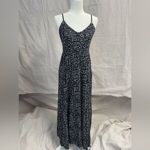 Black and White Sleeveless Spaghetti Strap Maxi Sundress